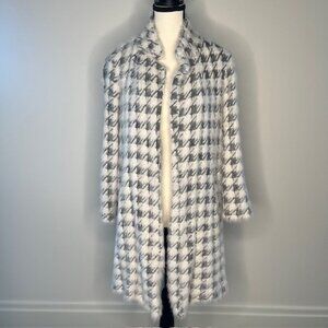 Melloday Women's Faux Fur Checkered Print Coat with Pockets, Size Small